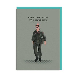 Maverick Birthday Card Celebrity Tom Cruise - Fun Icon Artwork Greeting Card