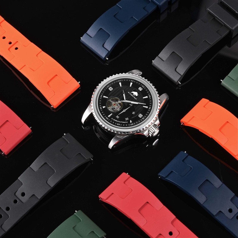 BISONSTRAP FKM Watch Strap, Diving Rubber Strap for Men, Quick