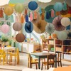 Feifeiya Boho Party Decoration 20 Pcs Hanging Paper Fans Paper