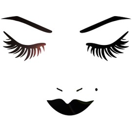 DesignToRefine Vinyl Wall Decal Female Face Woman Lips Eyelash Beauty Salon Makeup Stickers Large Decor (898ig) Black