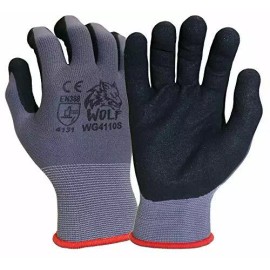 Wolf Work Gloves 13-gauge Ultra-Thin Nitrile Coated Palm Grip MultiPurpose 12Prs - XL