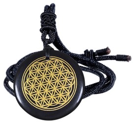 KYEYGWO Engraved Obsidian Chains with Adjustable Rope, Round Stone Pendant, Healing Stone, Talisman Necklaces, Amulet, Blessing, Jewellery for Men and Women, Obsidian Obsidian Nylon rope, Obsidian
