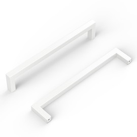 goldenwarm 10 Pack White Cabinet Handles 6-1/4 Inch Cabinet Pulls White Drawer Pulls Kitchen Drawer Hardware Square Bar Handles Stainless Steel Dresser Hardware for Bathroom Cupboard