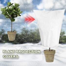 VEGCOO 2 Packs Plant Fleece Frost Protection, Plant Covers for Winter with Zipper and Drawstring for Protecting Plants from Frost Damage(80x100cm, 70gsm)