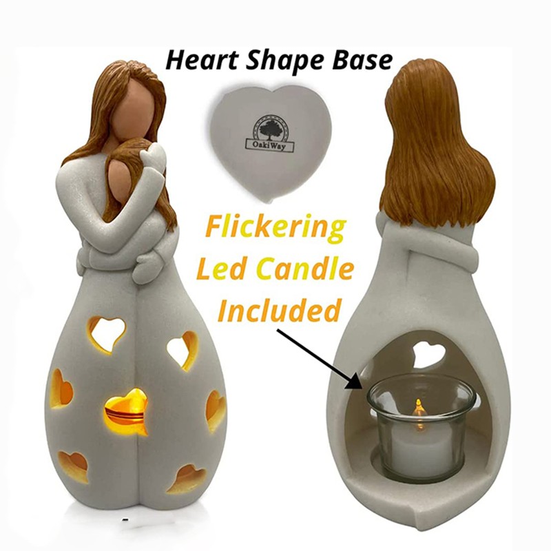 Mother's Day Gift Mother Daughter Hug Candle Holder Candle Light