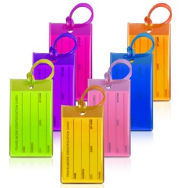 SUNNIFLY Pack of 7 Luggage Tags Air Travel Luggage Tags for Suitcases, PVC Addressable Luggage Tags for Suitcases, Backpacks, Bags (7 Colours)