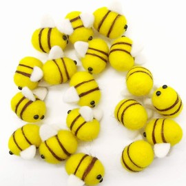 RONYOUNG 20PCS Wool Felt Bumble Bee Cute Bee Craft Ball Nursery Perfect for Baby Room Shower Gift Decorations or Costume Accessories