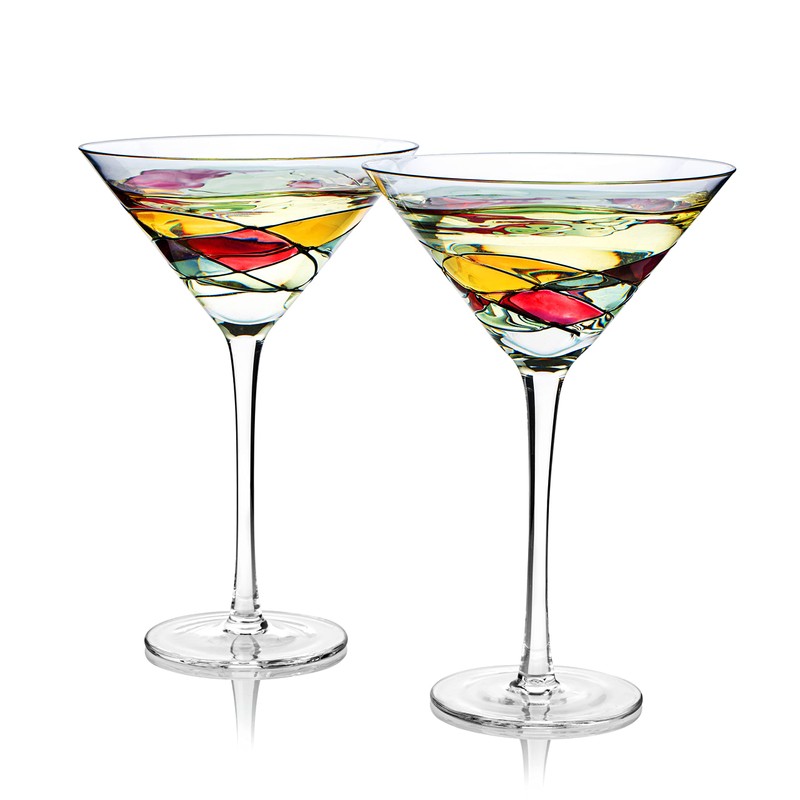 Artisanal Hand Painted Martini, Champagne & Cocktail Glasses - Gift