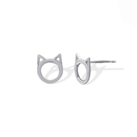 Boma Jewelry Sterling Silver Cat Ear Open Circle Stud Earrings
