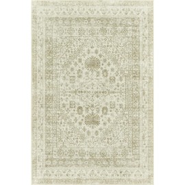 zesthome 8x10 Area Rugs for Living Room,Non-Slip Backing Washable Rugs,Vintage Large Area Rug，Stain Resistant Home Decor Rug (Khaki/Beige,8'x10')