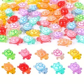300 Glow-in-The-Dark Resin Turtles - Mini Luminous Decor for Crafts, Fairy Gardens & Dollhouse Miniatures | Tiny Micro Landscaping Figures with Glowing Details (7 * 11mm)