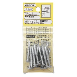Waki Sangyo Concrete Lightweight Object No-Plug Screw Anchor for Lightweight Objects Pan Head 4×32 (Rust Part) WF-308