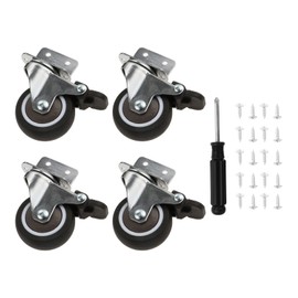Aupoko 4Pcs Furniture Castors with 4 Brakes 50mm, L-Shaped Brake Castors Large with Screws and Screwdrivers, Heavy Duty Castors Transport Castors for Flower Stands Cots Cupboard Table Beach Chair
