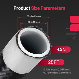 BDFHYK 25FT 5/16" ID PTFE Fuel Line Kit 6AN PTFE Fitting Compatible with E85 Ls Swap Fuel line kit, Nylon Stainless Steel Braided Fuel Hose