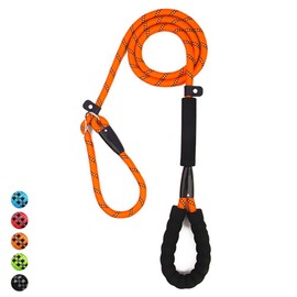 Slip Lead with Pull Stop, 1.0 x 180 cm, Retriver Dog Lead with Soft Padded Handle, Moxon Lead, Reflective Dog Lead Collar for Large Dogs (Orange)