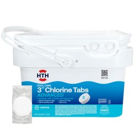 HTH 42052W Pool Care 3" Chlorine Tabs Advanced, Individually Wrapped Tablets - Swimming Pool Sanitizer with Clarifier & Algaecide, Destroys Bacteria & Algae, Delivers Clear Water All Season, 5 lbs