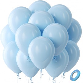 Bezente Pastel Blue Latex Party Balloons - 100 Pack 12 inch Round Helium Light Blue Bridal Blue Balloons for Wedding Bridal Shower Gender Reveal Birthday Party Decoration