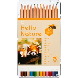 Tombow CB-KHNLP0312C Colored Pencils, 12 Colors (Non-Roll-Resistant Hexagon), Hello Nature, Red Panda