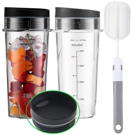 16oz Replacement Cups for Ninja BL660 Professional Compact Smoothie & Food Processing Blender, Replacement 16oz Blender Cup for Ninja BL660 BL770 BL780 BL740 QB3001SS QB3000SS, with Cleaning Brush