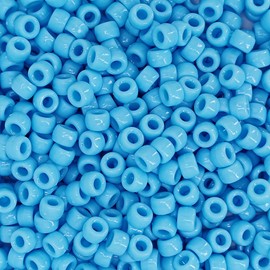 MIIIM 1200PCS 6x9mm Pony Beads Bulk, Light Blue Pony Beads for Bracelets Making Kit, Kandi Beads, Hair Beads for Braids, Craft Beads for Jewelry Making (Light Blue)
