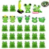 TICKLELY 29pcs Mini Resin Frog Figures, 10 Styles Mini Frog