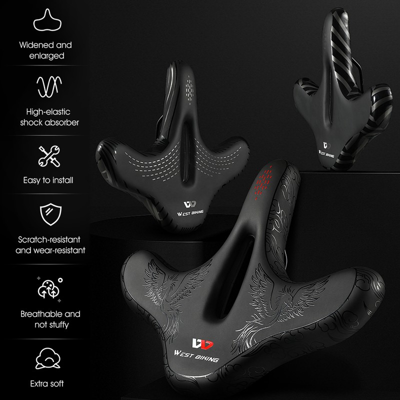 Wide Bike Saddle Comfortable Mountain Bicycle Cushion Pad Waterproof Cycle