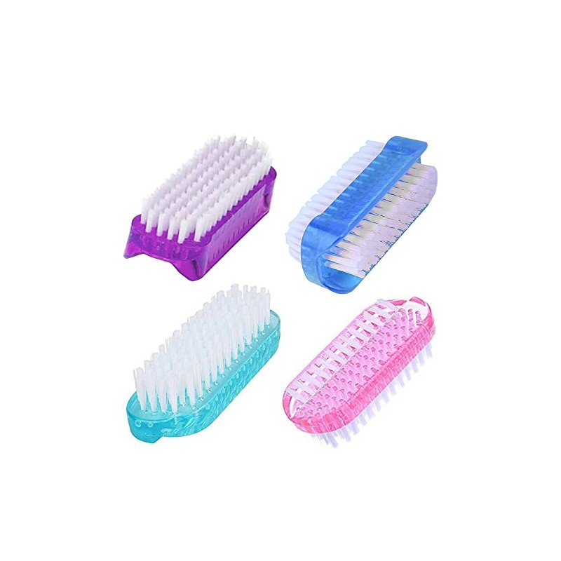 WATELL Double Sided Nail Brush - 4 Pcs with 2