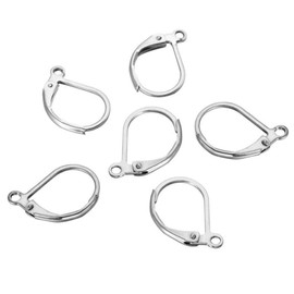 Adabele SJF193 - 100 ganchos de acero inoxidable quirúrgico de grado 304 hipoalergénico para aretes, arete de palanca, 15 mm de largo, para hacer joyas