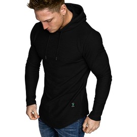 Aiyino Men's Long Sleeve Athletic Hoodies Sport Sweatshirt Solid Color Fashion Pullover M Black