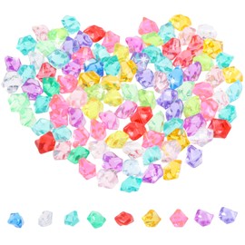 Emperoch 100 Pcs Colorful Fake Ice Rocks, 11x14mm Acrylic Crushed Ice Rocks, Fake Diamonds Crystals Gems for Vase Fillers Fish Tank Table Scatters Birthday Wedding Party Home Arts Crafts Decoration