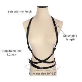 Women's Punk Vest Belt, Punk Leather Body Chain Harness, Punk Waist Belt, Women's Body Chest Punk Waist Belt Adjustable, Black Fashion Chain Belt Women Gothic Waist Belt for Women, black
