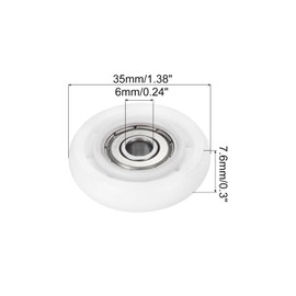 PATIKIL Nylon Pulley Wheel 6x35x7.6mmmm, 4 Pack 626zz Bearing Sliding Conveyor Roller Wheel for Door Window Drawer Hardware Driving Mechanical Equipment, White