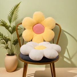 FSRONGXI Daisy Flower Pillow 15.35" Yellow Throw Pillows Floor Cushion for Sofa, Couch, Chair, Bed, Home Decor (1, Yellow, 15.35In)