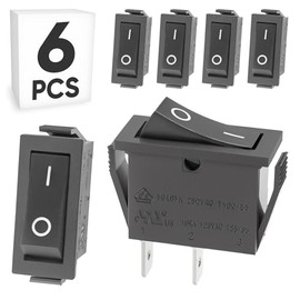 6PCS UL Listed Rocker Toggle Switch, ON/Off SPST 2Pin Heavy Duty 20A Boat Switches for Home Auto Car Marine Boat, RK1-11, Black