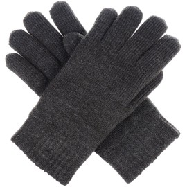 Be Your Own Style BYOS Winter Womens Toasty Warm Plush Fleece Lined Knit Gloves, 14 Solid Colors (Charcoal Gray)