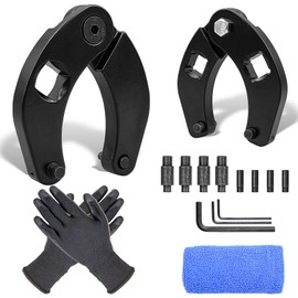 Set of 2 Adjustable Gland Nut Wrench, Universal Hydraulic Cylinder Spanner Wrench with Gloves, Microfiber Towel, Pins & Allen Wrenches for Farm & Construction Equipment