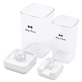 Pethiy Dog Food and Treats Storage Container -Clear Plastic-Storage Canister Tins-Dog Food and Dog Treats(2 Pack set)