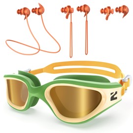 ZIONOR G1 Lite Polarized Swimming Goggles with 3 Pairs Earplugs, Anti-Fog UV Protection Swim Goggle for Adult Men Women Youth