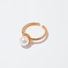 Jewlure Pearl Ring with Twisted Gold Band, 18K Gold plated