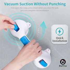 PUFFIO Grab Rails for Bathroom, 16.92 inches Shower Handles Suction, MAX 240 LBS Safety Shower Grab Bars, Strong Hand Rails for Elderly, Senior, Disabled,(Brown).