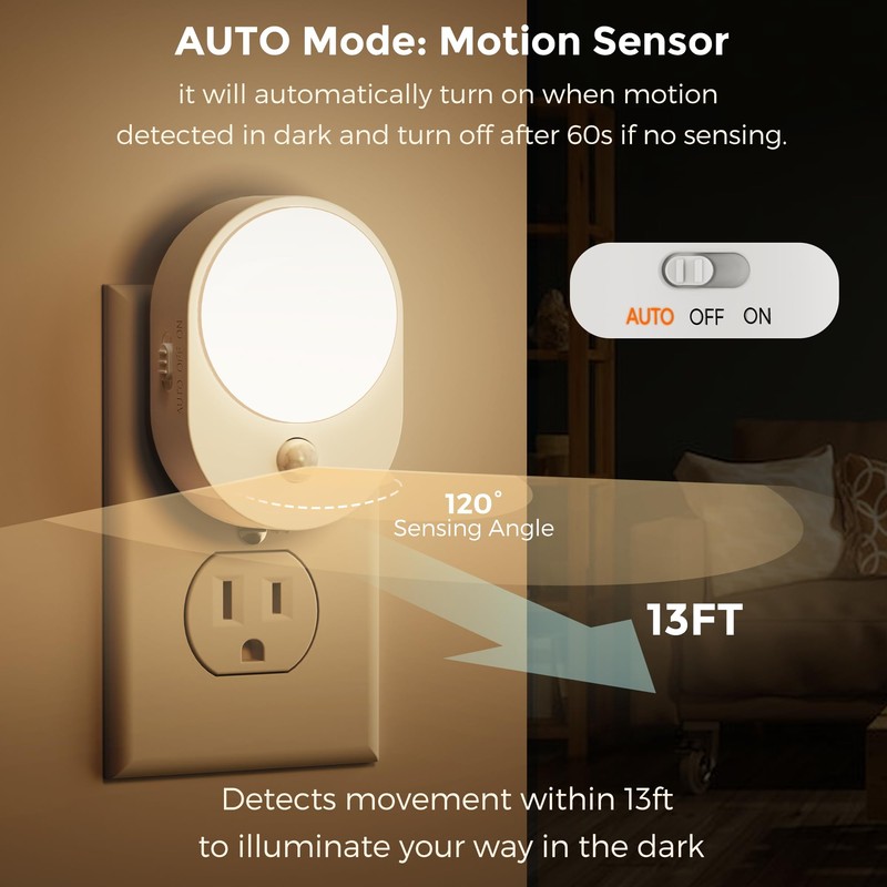 L LOHAS LED Motion Sensor Night Light,[2-PACK] Night Lights Plug