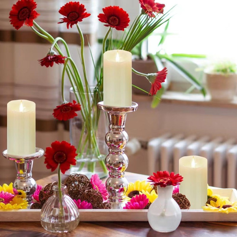 Nancia Flameless Battery Operated Flicking Candles:Remote Control Realistic Wax Pillar