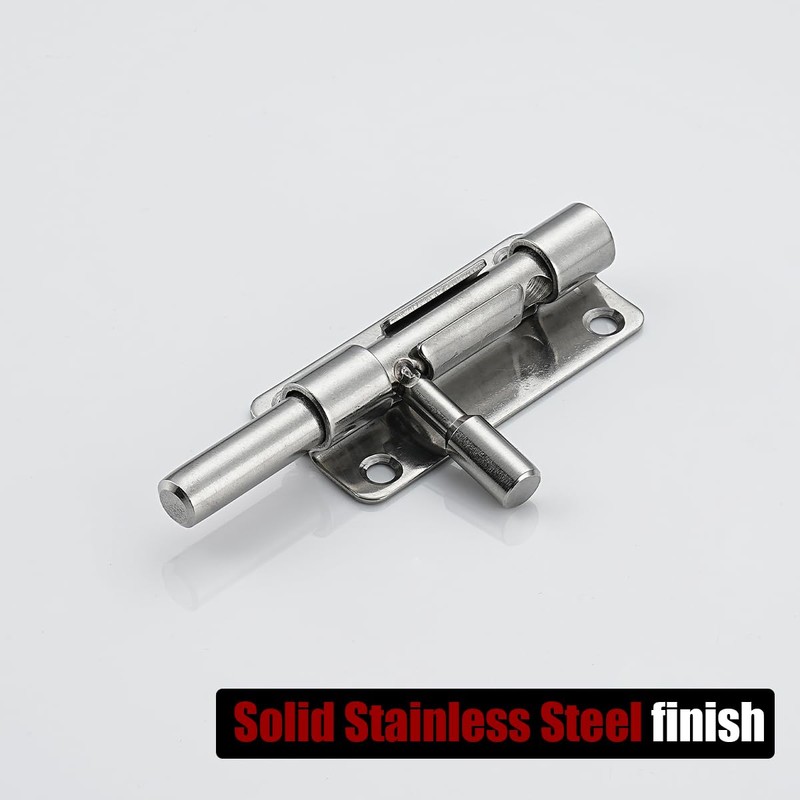 JQK Door Latch Lock Barrel Bolt 4 Inch, 304 Stainless