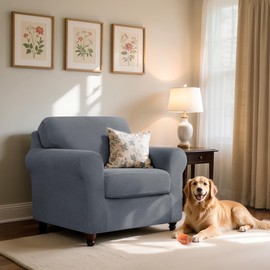 SUBRTEX 3 Pieces Stretch Sofa Slipcover Sets Couch Cover Sets Backrest Cushion Covers Furniture Protector Collection Set for Oversize Sofa Loveseat Chair Slip Covers(Small, Light Gray)