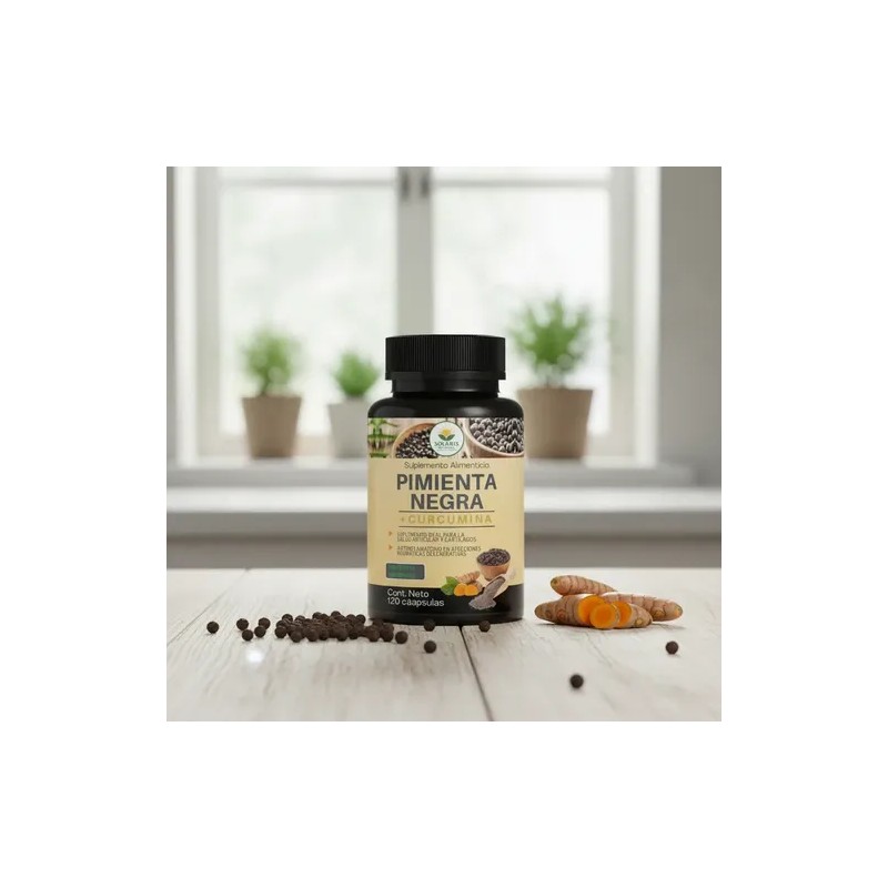 Pimienta Negra + Curcumina Suplemento Alimenticio 120 Caps Sin Sabor