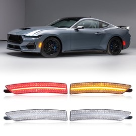 Aexploer 4PCS LED Side Marker Lights Compatible with Mustang S650 2024-Up,Front Rear Side Markers Lamps Lights Assembly(Clear Lens)