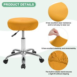 M METERXITY 4-Pack Bar Stool Covers Round, for 12-15 Inch Spandex High Stretchy Fabric Seat Covers with Elastic Bands for Bar Stool/Round Cushion [Gold]