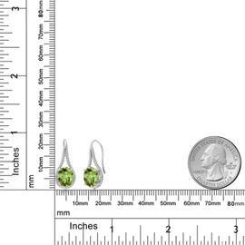 Gem Stone King 9X7MM Oval Gemstone Birthstone French Wire Dangle Hook Earrings For Women | 925 Sterling Silver | Fine Jewelry Gifts for Her Mom Women Wife