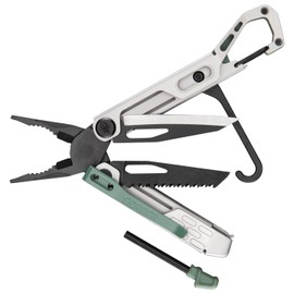 Gerber Multi-Tool with 10 Functions, Stakeout Spark, Camping Tool with Frame-Lock Locking, Pliers, Fire Starter, Carabiner and Much More, Baltic Haze, 1070268