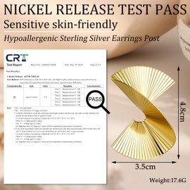 FIBO STEEL 14K Gold Plated Chunky Gold Statement Earrings for Women S925 Sterling Silver Post Big Exaggerated Geometric Round Long Twisted Link Knot Trendy Drop Dangle Earrings Jewelry Twisted